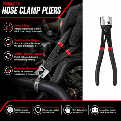 Electrical Disconnect Pliers Kit, 8Pcs Auto Kit: Connector/Hose/Plug Pliers, Pin Remover, Separator, Spring Clamp, U-Clip Pry Bar & Hose Removers for Car & Home Repairs. Great Gift & DIYers w/Case