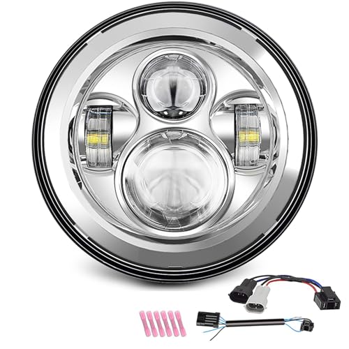 SUNPIE 7 inch Head light Compatible with H_arley Street Glide/Tri Glide, Compatible with Road King - color: Chrome