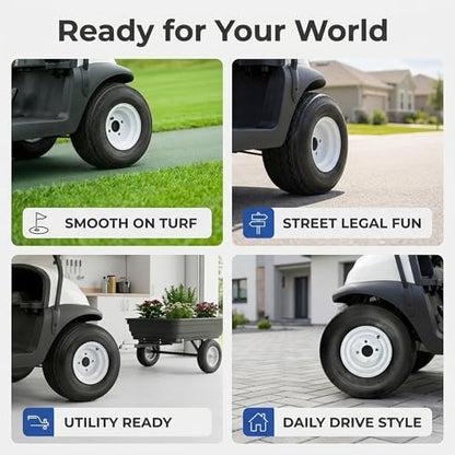 eCustomrim 2-Pack Golf Cart Tires On Rims 18-850-8 18X8.50-8 White 4 Lug - size: Set of 2