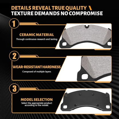 D1349 Front Ceramic Brake Pads Kit Fit For Porsche Cayenne 2028-2016, For Porsche Macan 2016-2017, For Porsche Panamera 2010-2016, For Volkswagen Touareg 2011-2017 - style: HZ1349
