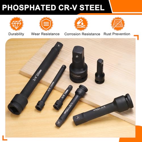 HARFINGTON Socket Extension Bar 1/2" Drive 5" Long CR-V Steel - size: 1/2" Square Drive 5" Long