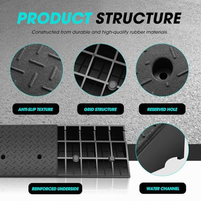 DNA Motoring 1pcs 5.7" Rise Rubber Curb Ramp Heavy Duty Loading Driveway Ramp Threshold Ramp 38.6" W x 14.8" D x 5.7" H for Loading Dock, Warehouse, Motorcycles, Cars, TOOLS-00647 - style: 5.7 in