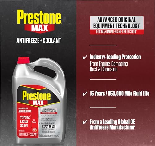 Prestone AF6210 MAX Asian Vehicles (Red) Anti-Freeze and Coolant, 1 Gallon, Pack of 6 - color: Asian Red, size: Pack of 6 Gallons