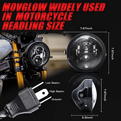 7" inch LED Motorcycle Headlight Round With Housing Bucket Hi/Low Beam LED Headlamp Assem with Mounting Bracket fit 1.37" to 1.69" Fork Tube Motorcycle for H-arley Yamaha Honda Suzuki Kawasaki - size: 7 Inch LED Motorcycle Headlight Hi/Low Beam