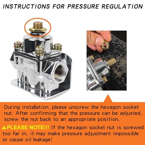 12-804 Fuel Pressure Regulator 1-4 PSI, 3/8 Inch NPT Ports with Gauge Kit, Compatible with Holley 12-804, Replacement for Car & Small Engine