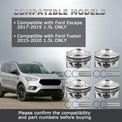 4PCS 1.5L Engine Piston Set Fit for Ford Escape Fusion 2015-2020 DS7Z6108F
