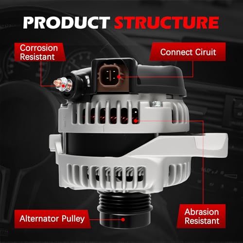 11519 Alternator 100A 12V for Toyota for Camry 2010, for Camry 2011, 2.5L L4, High Output Alternator OE 11516, 11519, 1042102650, 270600V060, 270600V06084, 2706036050, 94168, AL3367X - size: 11519 | 100A