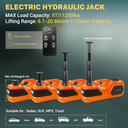 E-HEELP Cordless Electric Car Jack Kit 5 Ton with Battery, Pump and Wrench