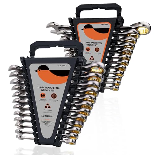 SUZUME 24-Piece Ratchet Wrenches Set Metric & SAE (8-19mm) & (1/4" - 7/8") - size: 24-Piece, style: Metric and SAE Regular