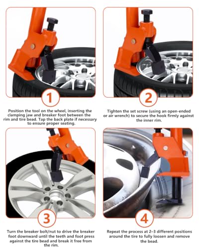 Manual Tire Bead Breaker Tool, Heavy Duty Tire Changer for 38–42 Inch Tires, Tire Bead Removal and Changing Tool for ATV, UTV, Tractor, Truck, Golf Cart with Gloves
