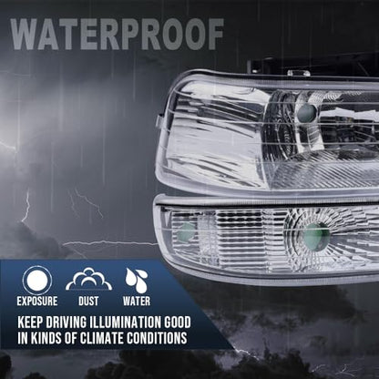 G-PLUS Headlights Compatible with Chevy Silverado 1999 2000 2001 2002 - size: [Clear] 1999-2002 Silverado