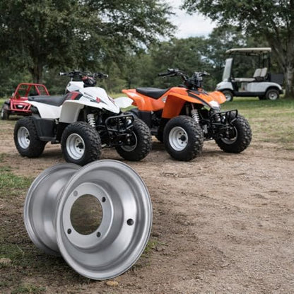 8 Inch ATV Wheel Rim, 4 Lug Design Aluminum Alloy Off Road Wheel for Go Karts, Black 78mm Hole Distance ATV Parts - size: Four Hole (Hole Spacing: 110mm / 4.33in)