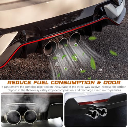 Timeno 3Pcs Catalytic Converter Cleaner, Boost Up Catalytic Convertor Cleaner, Pipe Carbon Removal Cleaner Treatment Additive Oil, Fuel System Treatment Oil Additive for Gas and Diesel Car