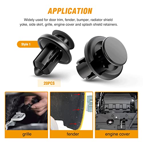 GOOACC 120PCS Car Bumper Push Retainer Clips & Nylon Fasteners Rivet Kit 6mm 7.6mm 8mm 8.8mm 10mm Door Trim Panel Clips , 1PC Fastener Remover, Black - color: 120 Clips + 1 Tool