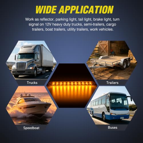 Nilight 16" Trailer Marker ID Bar 2PCS 11 LED Amber Turn Signals Tail Light - color: 2Pcs 16" Amber 11LED