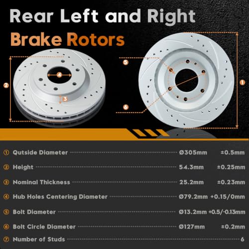BETTHAND Front And Rear Brake Pads And Rotors Compatible With Chevy, GMC - size: 580019*2+580029*2+D882-7759+D883-L7760