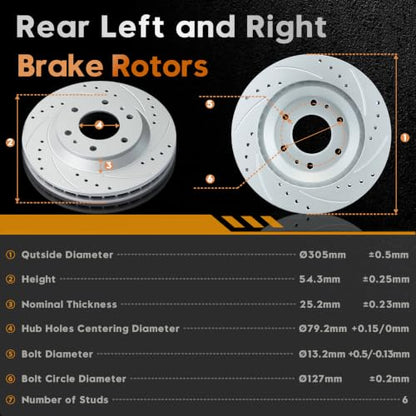 BETTHAND Front And Rear Brake Pads And Rotors Compatible With Chevy, GMC - size: 580019*2+580029*2+D882-7759+D883-L7760