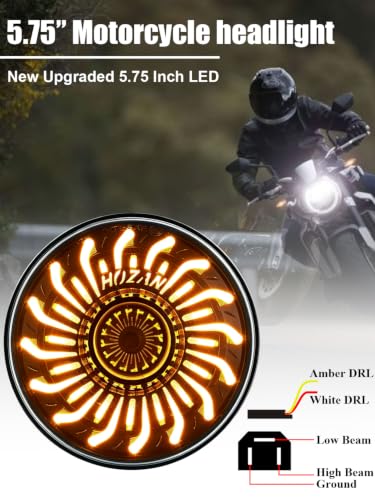 5-3/4" headlight with White/Amber chrysanthemum petal DRL Compatible with Sportster Iron 883 SuperLow XL883 XL1200,Softail Springer, Dyna Street Bob Low Rider - color: Single lamp