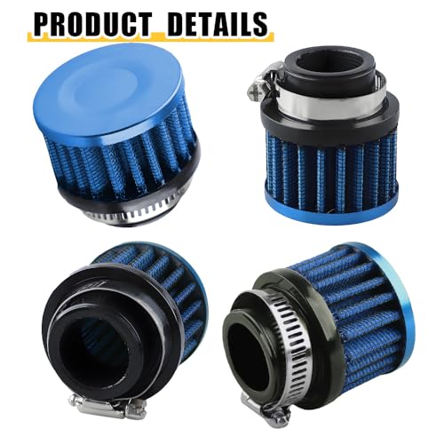 Air Filter, Valve Cover Breather, 25mm Auto Crankcase Cold Air Filter Cleaner with Adjustable Clamp, Breather Turbo Vent Cleaner Automotive Accessories Fit for Cars and Motorcycles (Blue) - color: Blue