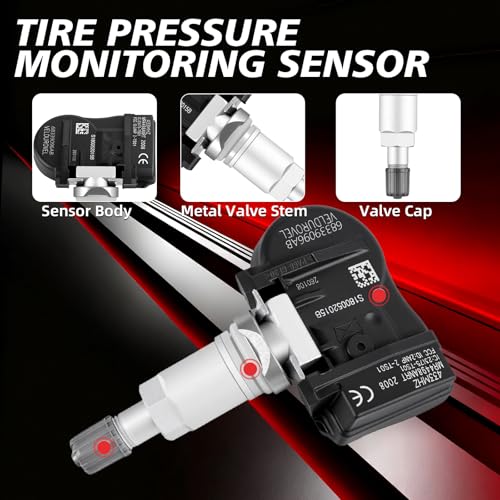 Pre-Programmed Tire Pressure Monitoring Sensor 433MHz TPMS Sensor Compatible with Jeep 2021-2024 Grand Cherokee Gladiator Wrangler, for Maserati Grecale 4PCS Replace 68339096AB 68339096AA