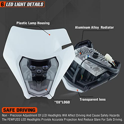 Dirt Bike Led Headlight Motorcycle 2020-2022 Enduro Headlight Kit for EXC EXCF SX SXF XC XCF XCW XCFW (White-Dual 5) - color: White-Dual 5