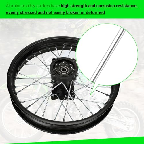 1.85x14 Rear Wheel Rim and 12mm Bearings Strip Kit fit 90/100-14 3.00-14 14 Inch Dirt Pit Bike Tire KLX125 KX85 TTR125 YZ80 RM80 Taotao DB17 SR150 DR90 Apollo 125 Motorcycle Parts (15mm Axle)