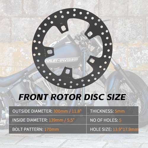 TOFR 11.8" Front Rear Brake Rotors with Pads Bolt for Harley Touring 14-21 - color: Black