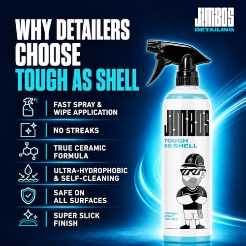 JIMBO'S TOUGH AS SHELL CERAMIC SPRAY – Super Slick, Streak-Free Protection for Paint, Glass, Trim & More | Easy-to-Use Hybrid Ceramic Coating with UV Protection | 16oz - size: 16 Fl Oz (Pack of 1)
