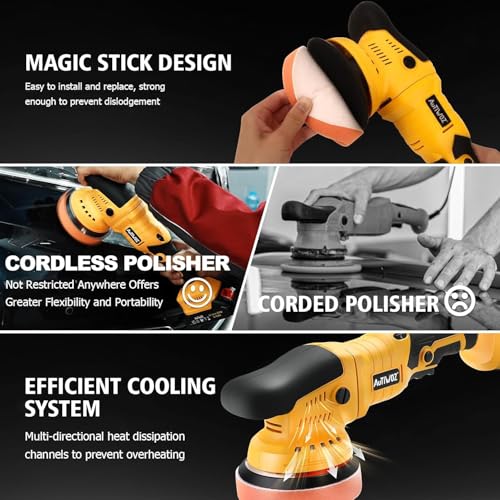 AUTIWOZ Cordless 5-Inch Random Orbital Car Buffer Polisher Kit