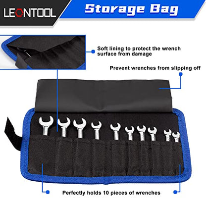 Small Wrench Set Metric 10 Pcs 4mm To 11mm Open End And Box End Spanner Wrenches with Key Ring, Ignition Wrench Set Standard with Portable Storage Pouches - style: Metric