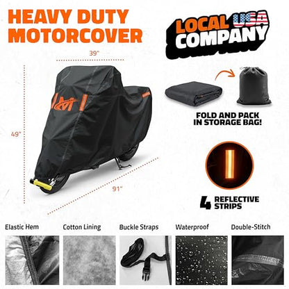 Mockins 91"x49"x39" Large Motorcycle Cover Heavy Duty Dual-Layer Protection - size: Motorcycle - Large - 91"x49"x39"