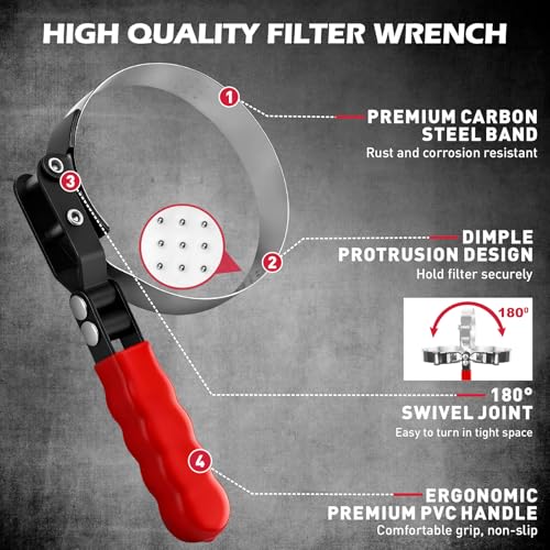 10-Piece Oil Filter Wrench Set 2-3/8"to 4-3/4", 12-Inch Adjustable Oil Filter Plier, Universal 3-Jaw Oil Filter Wrench, 1/2"Quick Release Ratchet Handle, 1/2"-3/8" Adapter, Towel in Storage Case - style: New Version