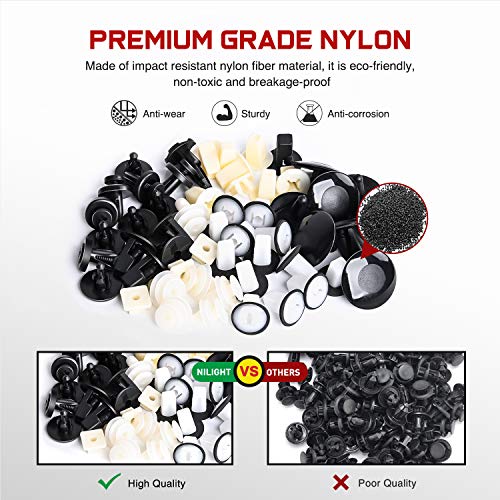 Nilight 166 Pcs Car Retainer Clips &Screw Grommets - 12 Most Popular Sizes & Applications for GM Toyota Honda Nissan Mazda - with Fastener Remover - color: 166 Clips +Remover