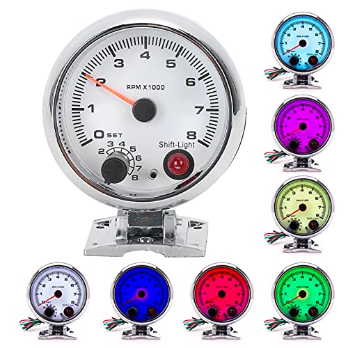 Tachometer, 3.75in 8000 RPM 7 Color Gauge