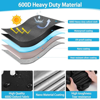 Motorcycle Cover Waterproof Outdoor Storage,600D Heavy Duty Oxford Fabric,4 Reflective Strips,Lock Holes & License Plate Window(L 76"X 37"X 43") - size: L(76"x37"x43")