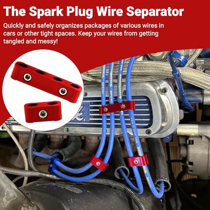 12-Piece Spark Plug Wire Separator and Holder Set (red) - color: red