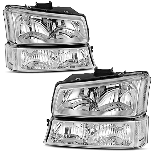 AUTOSAVER88 Headlight Assembly Kit Compatible with 03-06 Chevy Silverado - color: OE - Chrome/Clear/Clear