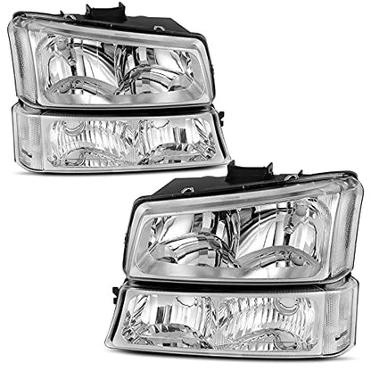 AUTOSAVER88 Headlight Assembly Kit Compatible with 03-06 Chevy Silverado - color: OE - Chrome/Clear/Clear