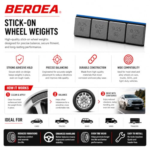 OCTOPUS BEROEA 500Pcs Zinc Gray Coated Stick-On Balance Wheel Weight Lead-Free Cars SUVs Trucks Motorcycle Wheel Balancers w/Wider and 3M Tape 1oz, 0.5oz, 0.25oz – 500 Pcs - color: x500 Gray