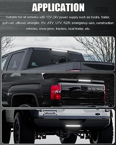 PSEQT 10" LED Trailer Reverse Backup Running Light Bar White Tail Strip Clearance Rear Assembly Waterproof for Pickup Golf Cart Offroad Truck RV, 1Pcs - color: White, 1PCS