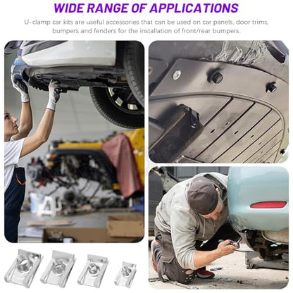 Swpeet 50Pcs M4 M5 M6 M8 304 Stainless Steel Auto Car U-Clip Assortment Kit, U-Shaped Nut U Nut, Metal Trim Panel Spring Clip Fasteners for Dash Door Panel Interior Compatible with Most Auto - size: N2