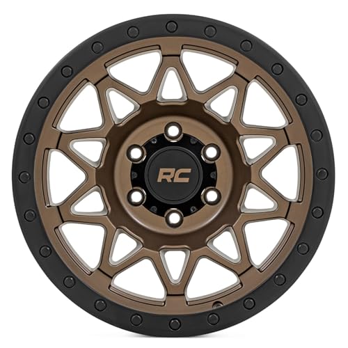 Rough Country 78 Series Aluminum Wheel - 17x8.5, 5x4.5 Bolt Pattern, +0mm Offset, Simulated Beadlock Design Bronze Wheel with Black Lip