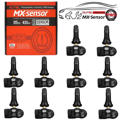 Autel TPMS Sensors 10pcs Pack Rubber Stem 315/433MHz TPMS Sensor Universal Tire Sensor Programmed by Autel TPMS Tool TS900 TS401 TS408 TS508 TS9601 TS608 MK808TS MX808TS MS906TS ITS600 - size: 10pcs 1-Sensor R