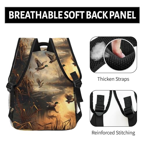Mallard Duck Backpack, Travel Backpacks Laptop Rucksack for Women, School Bookbag for Kids Girls Boys Teens, Wildlife Bird Hunting Back Pack Accessories Bag for Work, Ideal Gifts for Duck Lovers - color: Mallard Duck