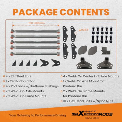 maXpeedingrods Parallel 4 Link Kit W/Panhard Bar, Universal Suspension Links For Trucks Classic Cars Rat Rods Hot Rods, Silver Gray - color: Silver Gray
