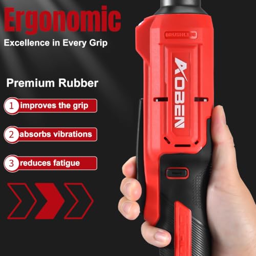 AOBEN Brushless 1/2" Right Angle Impact Wrench for Auto Repair,DIY - color: Burgundy Red