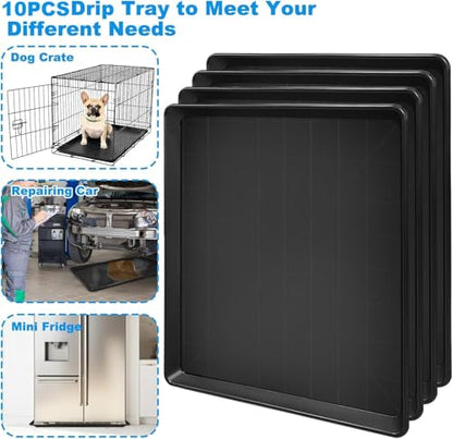 10 Pack Large Oil Change Drain Pan Under Car - 22” Auto Oil Drip Pan, Oil Drip Tray for Under Car Plastic Oil Tray,Mini Fridge Drip for Air Conditioners Machinery Catch Replacement