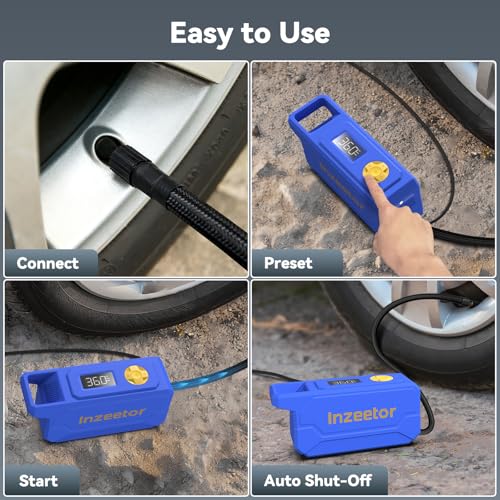 150 PSI Tire Inflator Portable Air Compressor with Digital Pressure, Blue - color: Blue