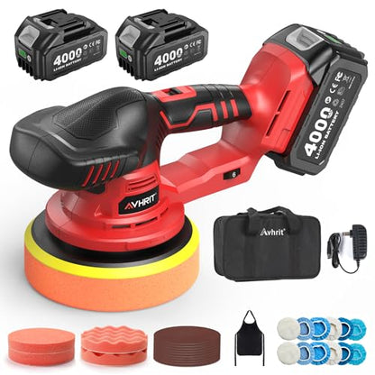Updated 6 Inch Cordless Car Buffer Polisher with 2x4.0Ah Batteries - size: 6.03 Inch