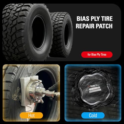 CKAuto 10 pcs Bias Tire Patches Heavy Duty 5-5/16" x 5-5/16" for Bias Tires - size: Dia 135mm 10pcs
